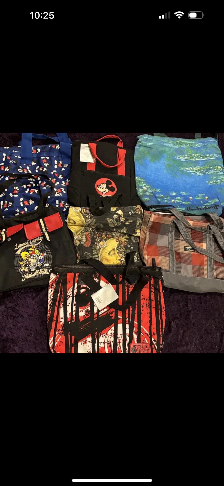 Tote bag backpack Lot Mickey Mouse Star Wars L.L.Bean Looney Tunes And more