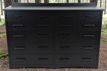 Huge Basset Dresser Chest Tv Stand Solid Wood 12 Drawers Black Satin 68x20x51 New