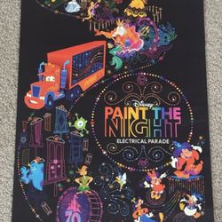ORIGINAL Disneyland Magic Key Poster EXCLUSIVE Paint The Night 70th Anniversary 