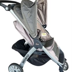 CHICCO BRAVO 3in 1 TRIO TRAVEL SYSTEM QUICK-Fold Stroller. With key fit 30 infant car seat and base.