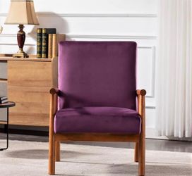 Container Furniture Classic Living Room Mid Century Modern Accent Chair with Unique Open-Framed Arm Design and Solid Wood Frame, Velvet Armchair, Eggp