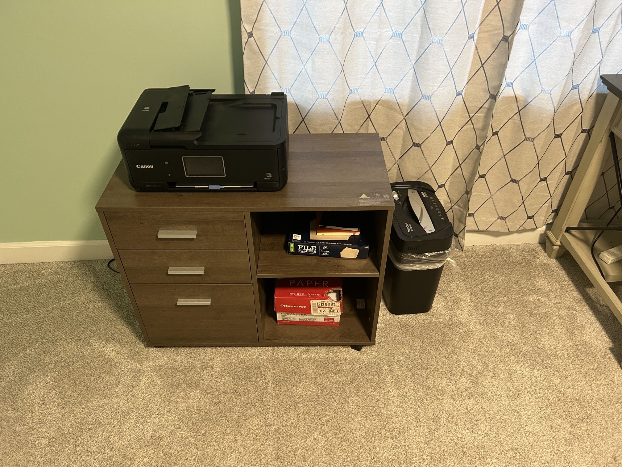 Printer Table With Printer And Shredder