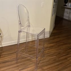 Three Clear Acrylic Bar Stools 