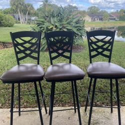 3 Like New High Back Barstools 