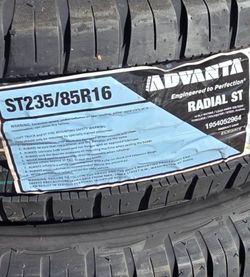 6 New ST 235-85-16 Advanta Load G 14 ply 95psi 4080 lb Trailer Tires ST235/85 R16 Inch Tire FREE Same Day Delivery Most Inland Empire Locations