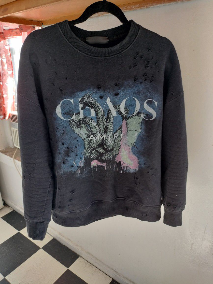 Amiri Chaos Ghidorah Shotgun Sweater Black