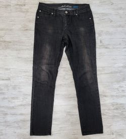 INC Black Denim Regular Fit Skinny Leg Pants Mid-Rise Jeans Womens 10 (~ 32x30)