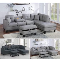 3pc Sectional With Ottoman 