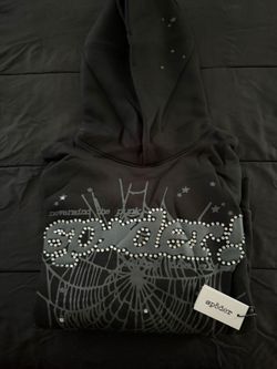 Sp5der Hoodie Black with Rhinestone Graphic Size M