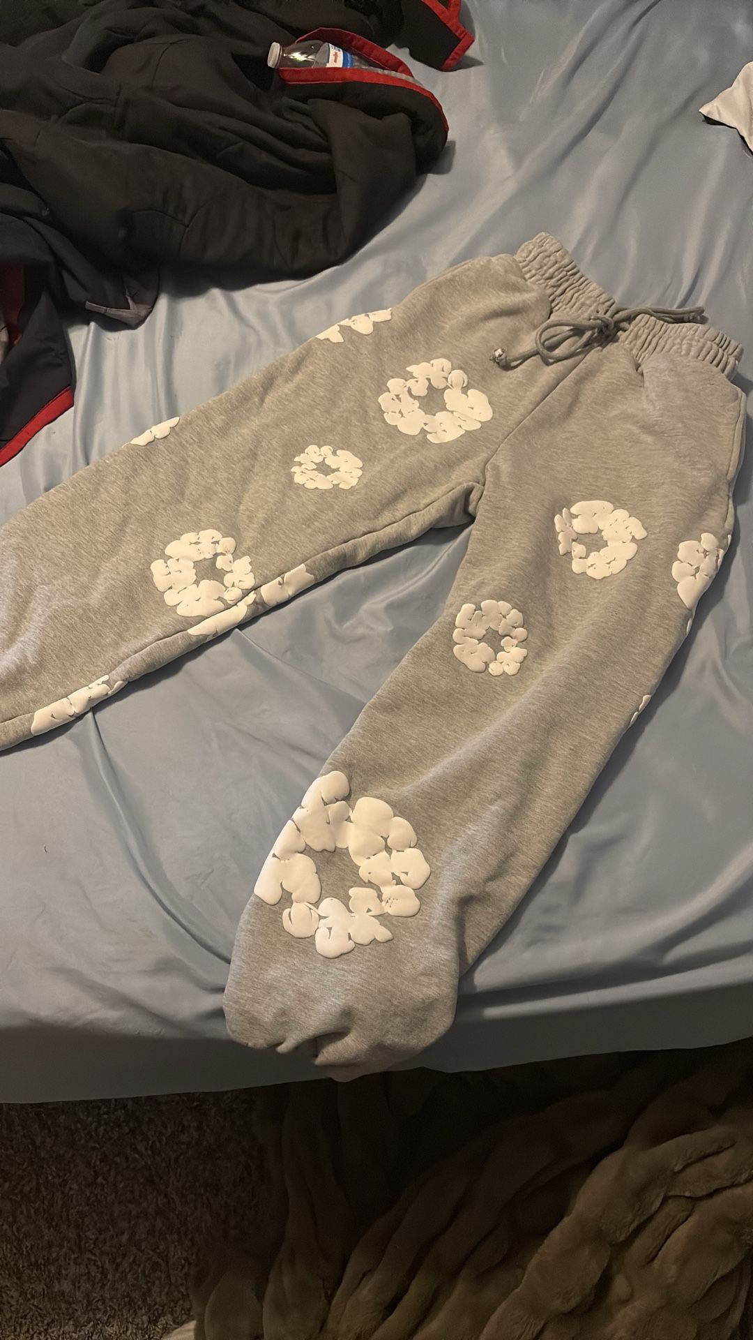 Grey denim tears sweat pants