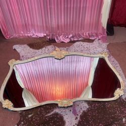 Huge Cream  And Gold Leaf Victorian Mirror 