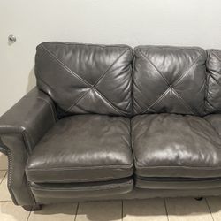 Faux Leather Sofa Bed & Two Armchairs 