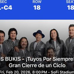 LOS BUKIS 2 Tickets Nivel Piso $650. 00 Por Los 2