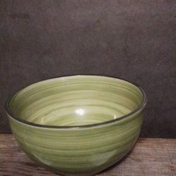 Gibson Home Colored Stoneware Bowl Green Swirl Dishwasher And Microwave Safe.