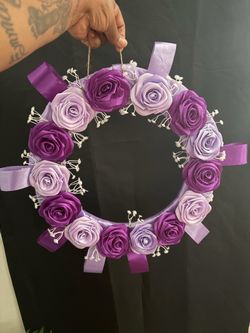 Handmade Purple Rose Floral Wreath