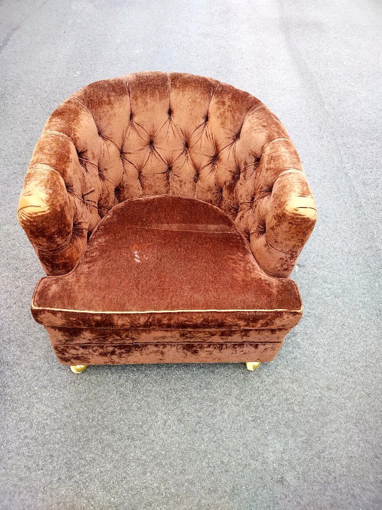 Brown Velvet-like Armchair