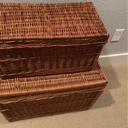 Antique Set Of Wicker Trunks