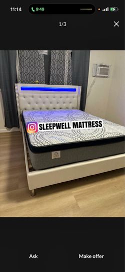 New Queen bed frame with mattress