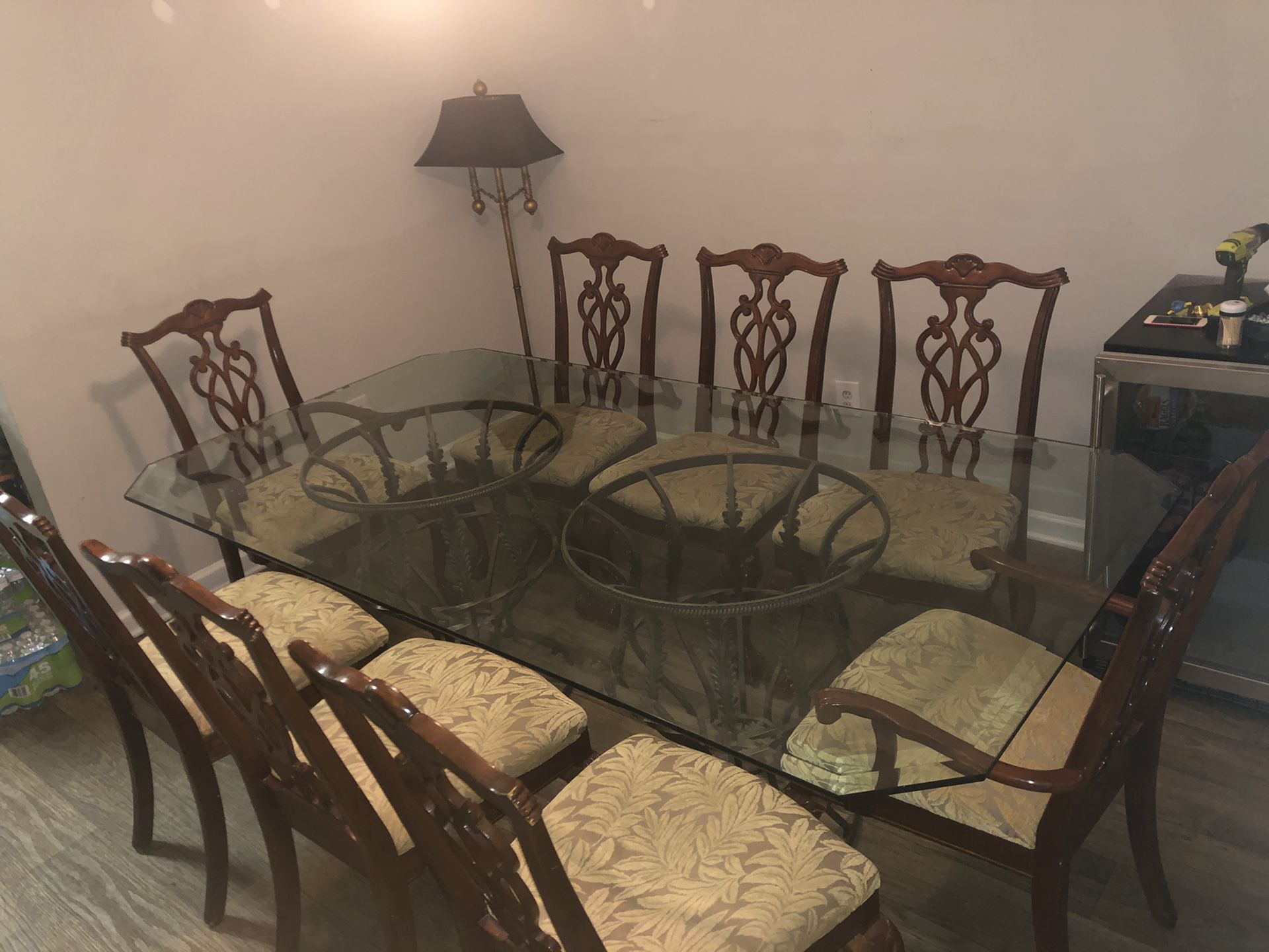 Glass Dinning Table With 8 Chairs