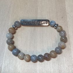Beautiful Natural Stone Trust In The Lord Stretch Bracelet