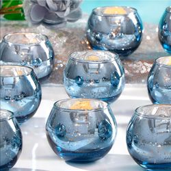 36 Pcs Blue Votive Candle Holders - Mercury Glass Tealight Holders