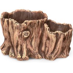 Dahlia Driftwood Stump Log Concrete Planter/Succulent Pot/Plant Pot, 9.5L x 6.6W