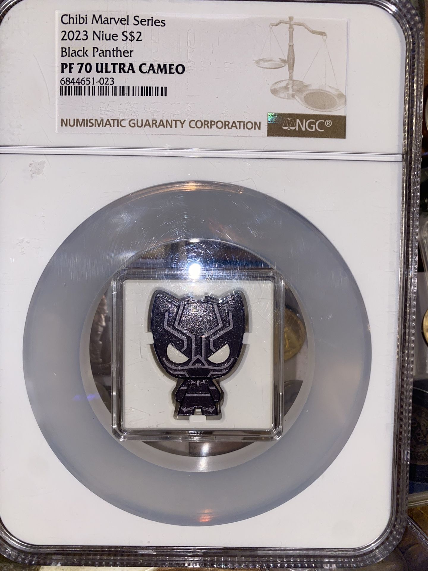 2023 Niue Marvel Black Panther 1oz Silver Proof Chibi Coin NGC 70 FR