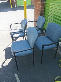 Set of 4 Light blue office chairs