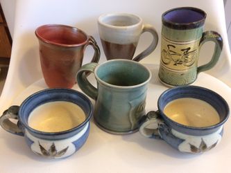 One Of A Kind Hand Made Ceramic Mugs, Signed