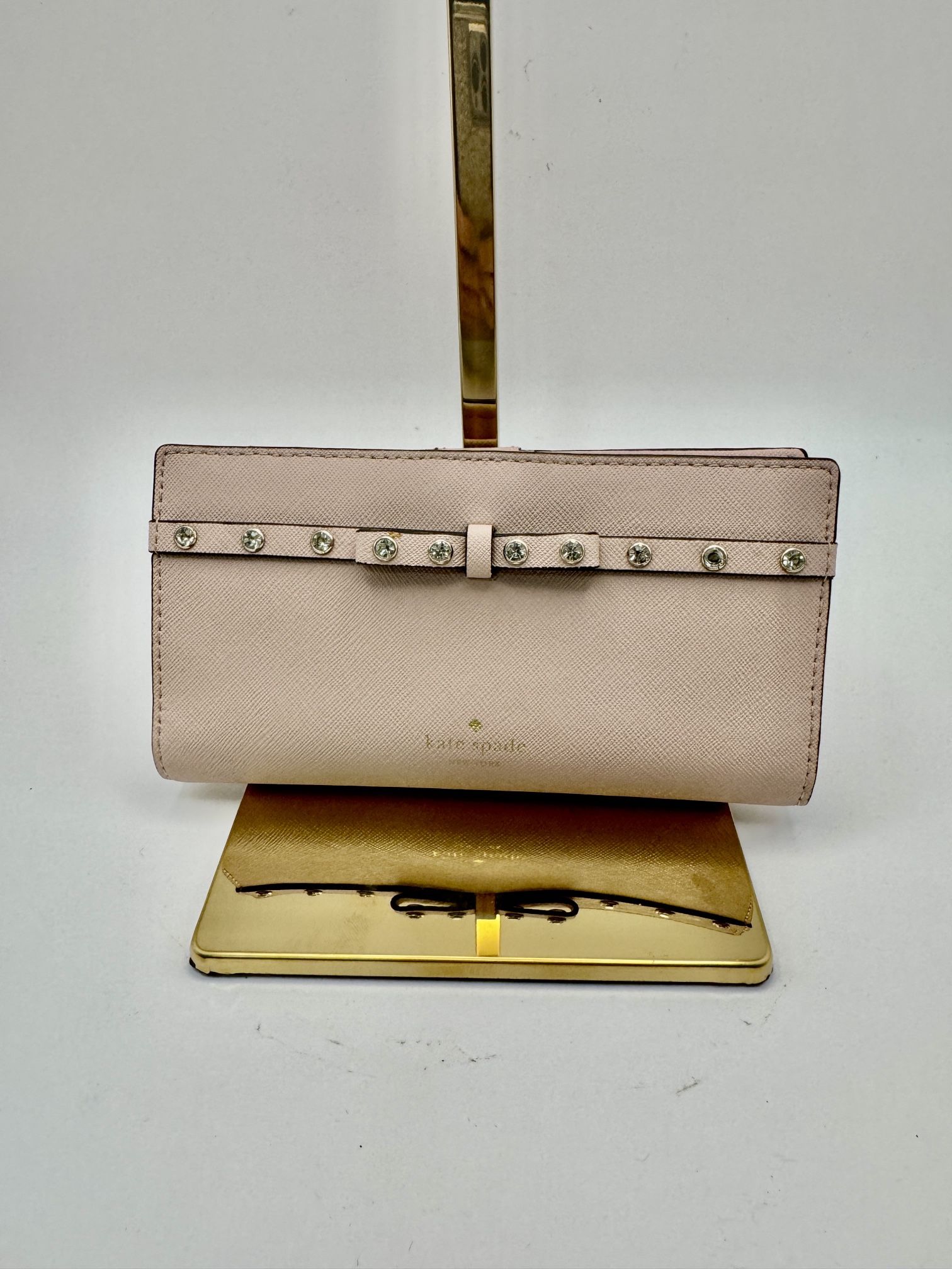Kate Spade Laurel Way Blush Pink Jeweled Leather Wallet