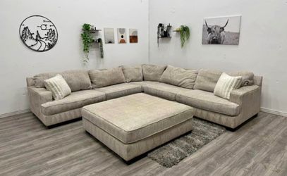 Rawcliff Cream Sectional Couch - Free Delivery