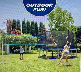 TruJump 14 Foot Trampoline with 3-in-1 Game Volleyball Badminton Basketball 