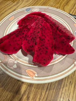 rosa red dragon fruit plant  and passion fruit plant