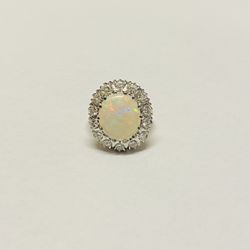 Vintage Estate 14K Yellow & White Gold Opal and Diamond Cocktail Ring