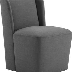 Modern Dining Chairs with Casters Upholstered Wingback Single Sofa for Bedroom Waiting Room Kitchen Diningroom, 33.9''H, Dark Gray