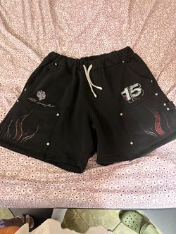 Black Graphic Shorts with Flame Print Darc Sport Size M