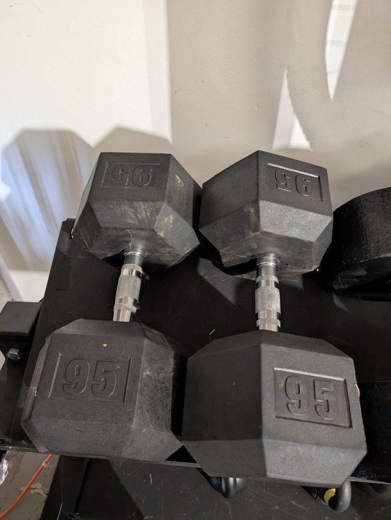 95lb Dumbbells Set Rubber Coated