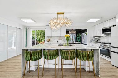 Green Velvet Gold Counter Stools (4)