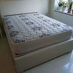 $375 White Queen Bed Frame With Mattress And Box-spring Brand New Free Delivery 