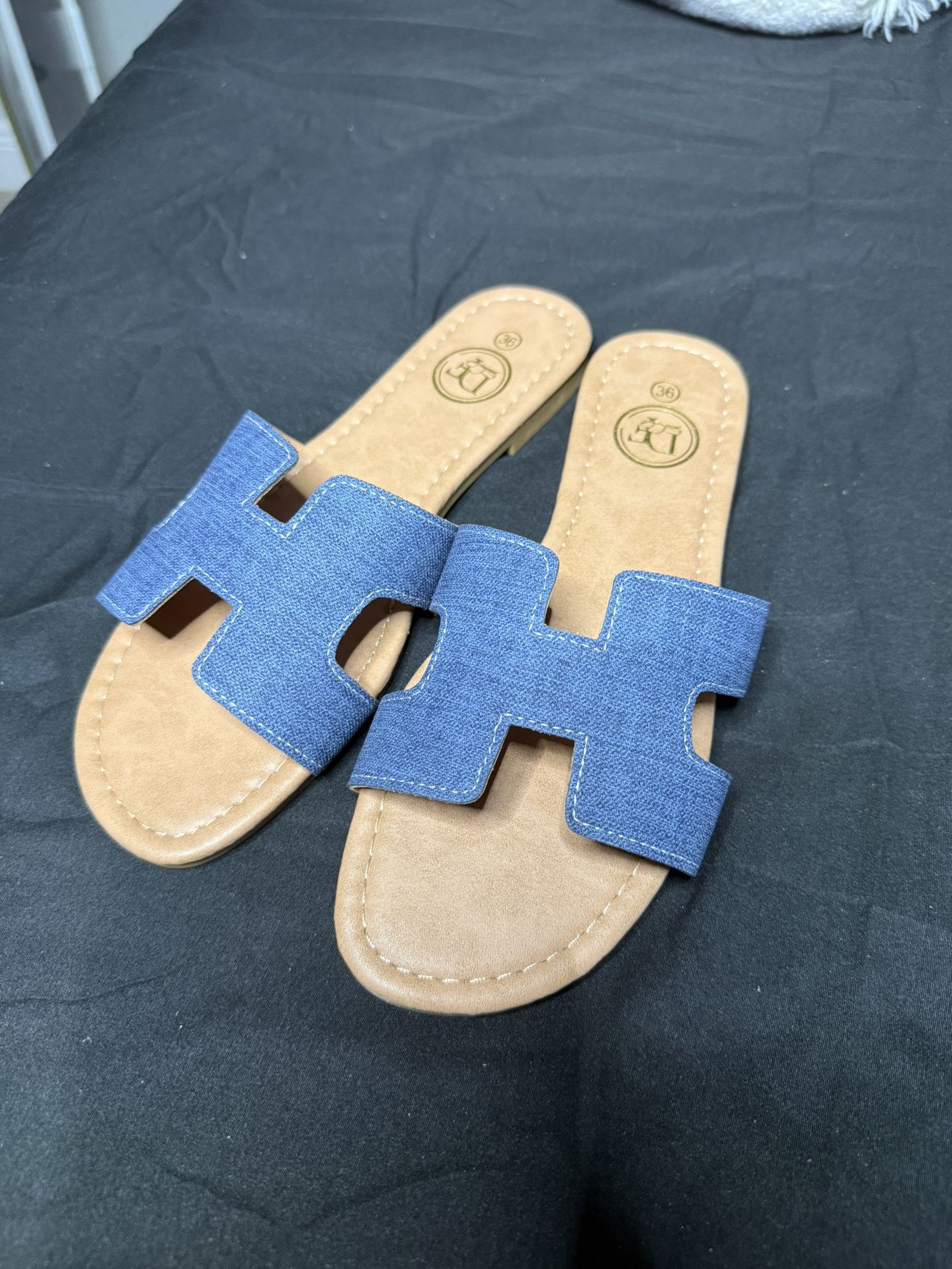 Blue Denim Slides