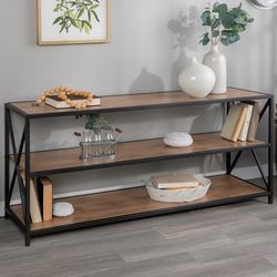 Walker Edison Rustic Metal 3-Shelf Bookcase