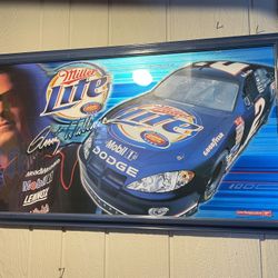 NASCAR Rusty Wallace Dodge Miller Lite Beer Bar Mirror 