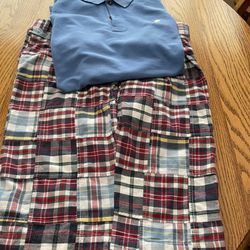 Men’s Plaid Shorts And  Shirt
