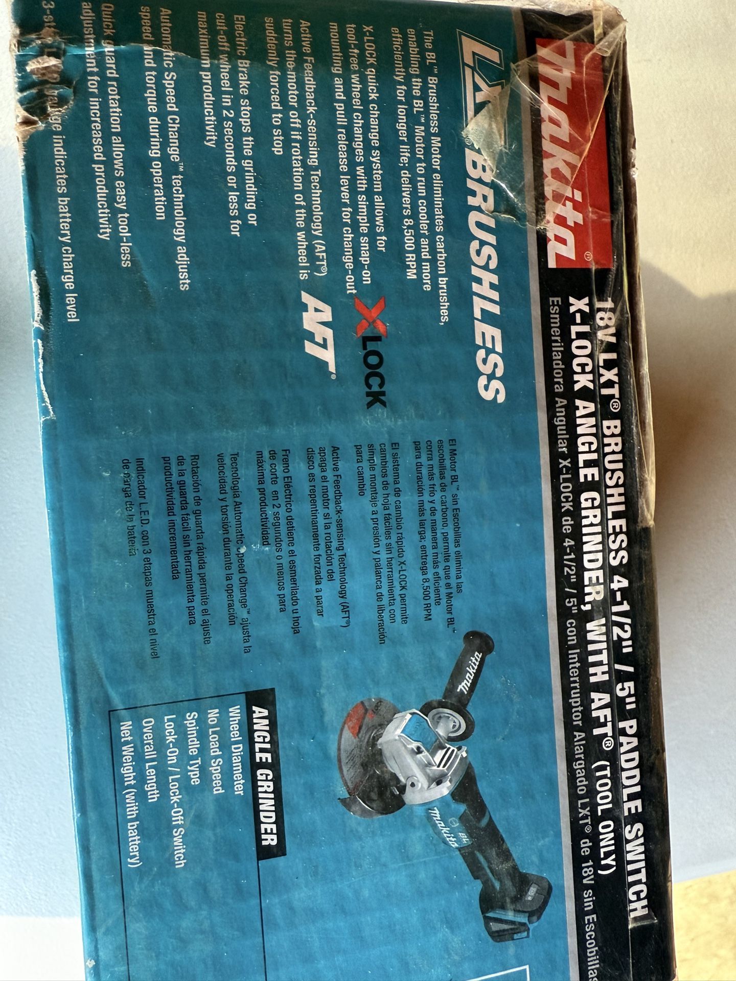 Makita 18v Brushless 4-1 In./5 In. Paddle Switch Lock Angle Grinder (tool Only)