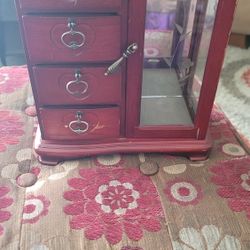 Beautiful Wood Jewelry Box With Floral Design 