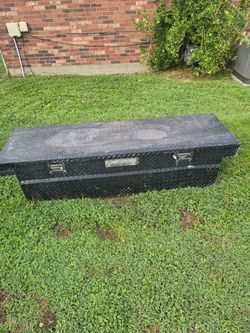 Truck toolbox for sale; dimensions are available in the photos.