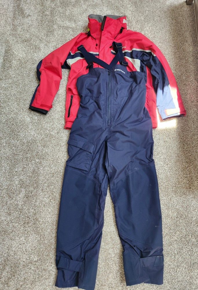West Marine Third Reef Foul Weather Gear Waterproof Jacket and Bibs Men's Size Medium