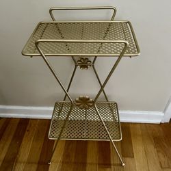 Vintage Mid Century Modern 2-Tiered Metal Telephone Stand