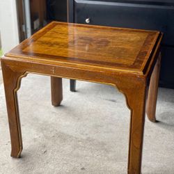 Burl Inlay Square Mid-Century Modern Side Table 