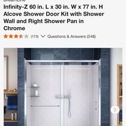 DreamLine Infinity-Z 60 in. L x 30 in. W x 77 in. H Alcove Shower Door Kit